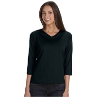 LAT Ladies' 3/4 Sleeve V-Neck Tee